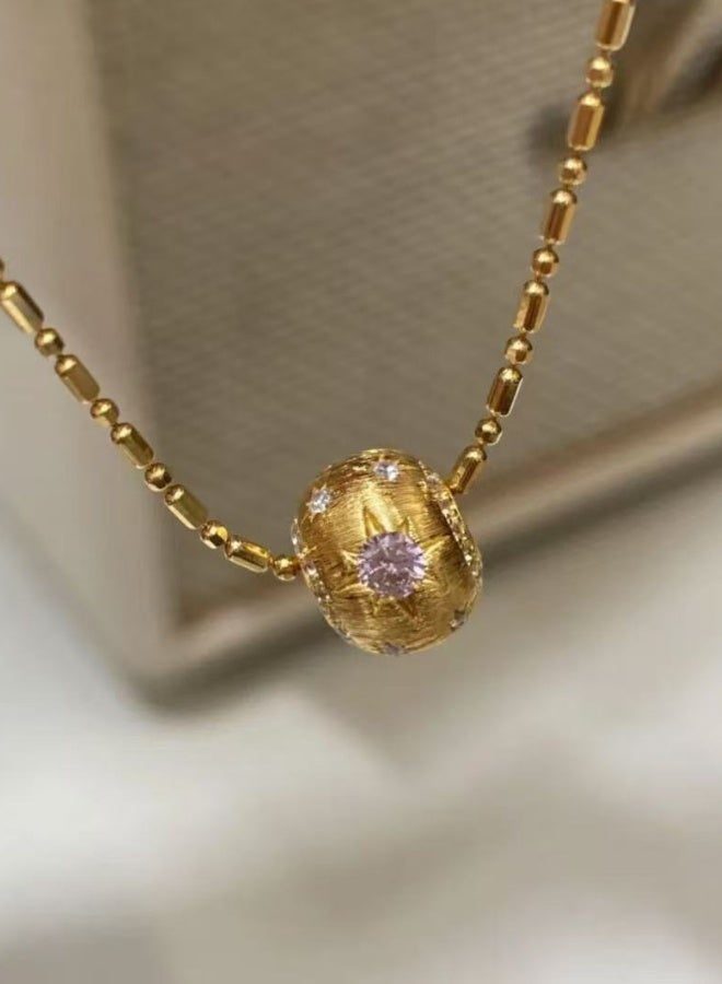 قلادة قلادة دائرة أنيقة للنساء - سحر الكريستال الأرجواني على سلسلة مطلية بالذهب القابلة للتعديل (45-50 سم) ، هدية عيد ميلاد مثالية ، هدية ذكرى ذكرى لها - Image 1